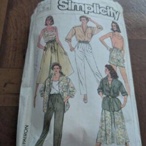 Simplicity Pattern 7363 Pants Shorts Skirt Shirt Misses 6-8-10 UNCUT VTG 80's